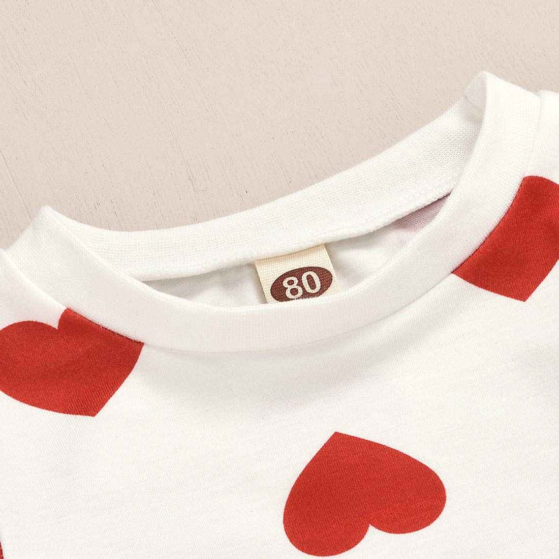 Toddler Baby Girl Valentine's Day Outfits Long Sleeve Heart Print Pullover Sweatshirt T-Shirt Tops + Mini Skirt 2 Pieces Spring Autumn Clothing Set