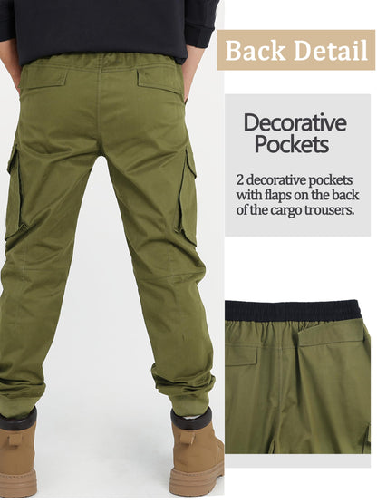 CAMLAKEE Jungen Jogger Hose aus Twil Cargohose mit elastischem Bund