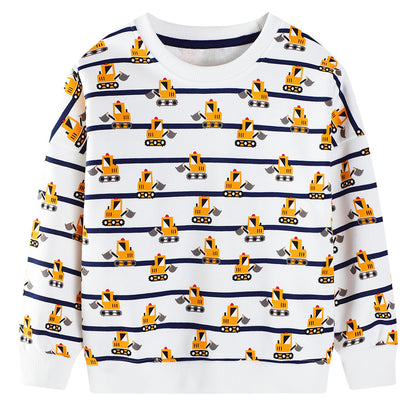 Boys' Pullover Sweatshirt Kids Casual Long Sleeve Tops Animal Aeroplane Winter Warm Striped Tops Age 2-7 Years