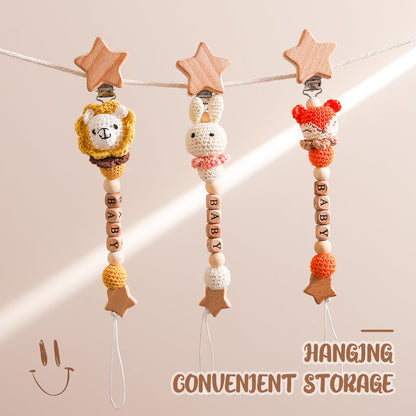 Mamimami Home Handgemachte Kaninchen Design Schnullerkette Stricken mit Häkchen,Schnullerband für Babys MäDchen und Junge