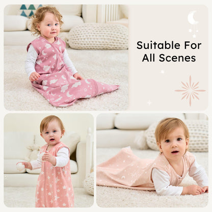 FIEMOL Baby Sleeping Bag 2.5 Tog 0-6 Months, Winter Cotton Newborn Baby Sleeping Bag, Wearable Blanket for Infants and Toddlers, 2-Way Zip Sleeping Bag, 67 cm, Rainbow