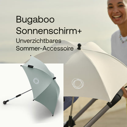 Bugaboo Sonnenschirm+, kompatibel mit allen Bugaboo Kinderwagen, mit UPF 50+ Schutz gegen UV-Strahlen, große Schattenfläche, Verbindung mit einem Klick & leicht verstellbarer Mechanismus, Desert Taupe