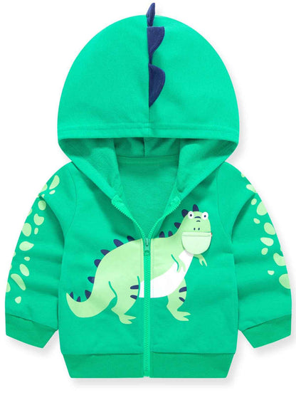 Alleen Boys' Sweat Jacket Hoodie Long Sleeve Cotton Children's Pullover Dino Hoodie Jacket with Hood and Zip
