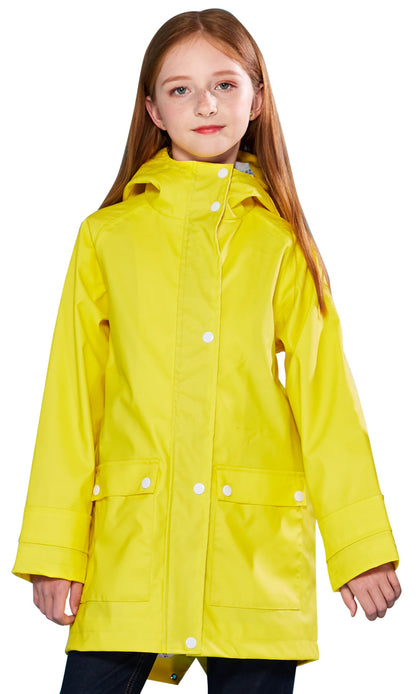 SOLOCOTE Kinder Regenjacke mit Kapuze gefüttert Gummi Regenmäntel für Mädchen Jungen Wasserdicht Winddicht Größe
