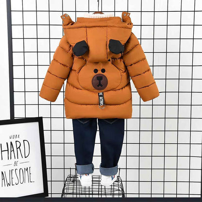 linboo Winter Jacket Children's Boys Warm Quilted Jacket Thick Coat Baby Winter Coats with Hood Ears Winter Children's Jacket Hooded Jacket 2-7 Years