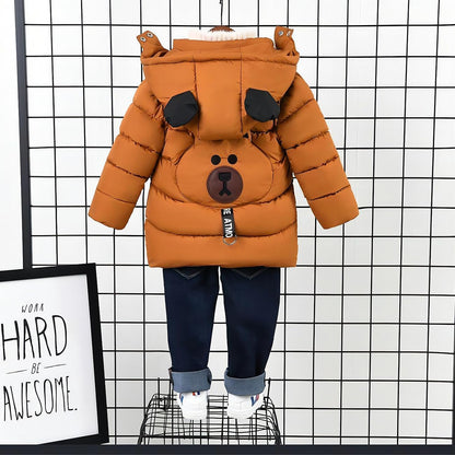 linboo Winterjacke Kinder Jungen Warm Steppjacke Dicke Mantel Baby Wintermäntel mit Kapuze Ohren Winter Kinderjacke Kapuzenjacke 2-7 Jahre