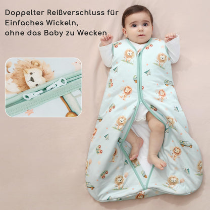 Yukkidds Baby Summer Sleeping Bag, 100% Cotton, 0.5 Tog, beige elephant, 0 - 6 months