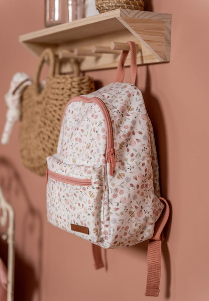 Little Dutch Rucksack Kinderrucksack mit Brustgurt für Kinder Kindergarten geblümt Reh rosa- Fairy Garden