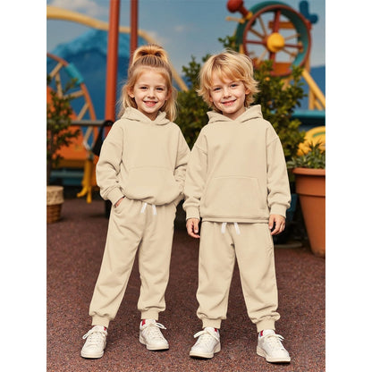 BOUTIKOME Baby Clothing Boys Girls Outfits Newborn Baby Clothing Hoodie and Trousers Two Piece Set with Hood Warm Soft Long Sleeve Shirt Plain Children's Hoodie 