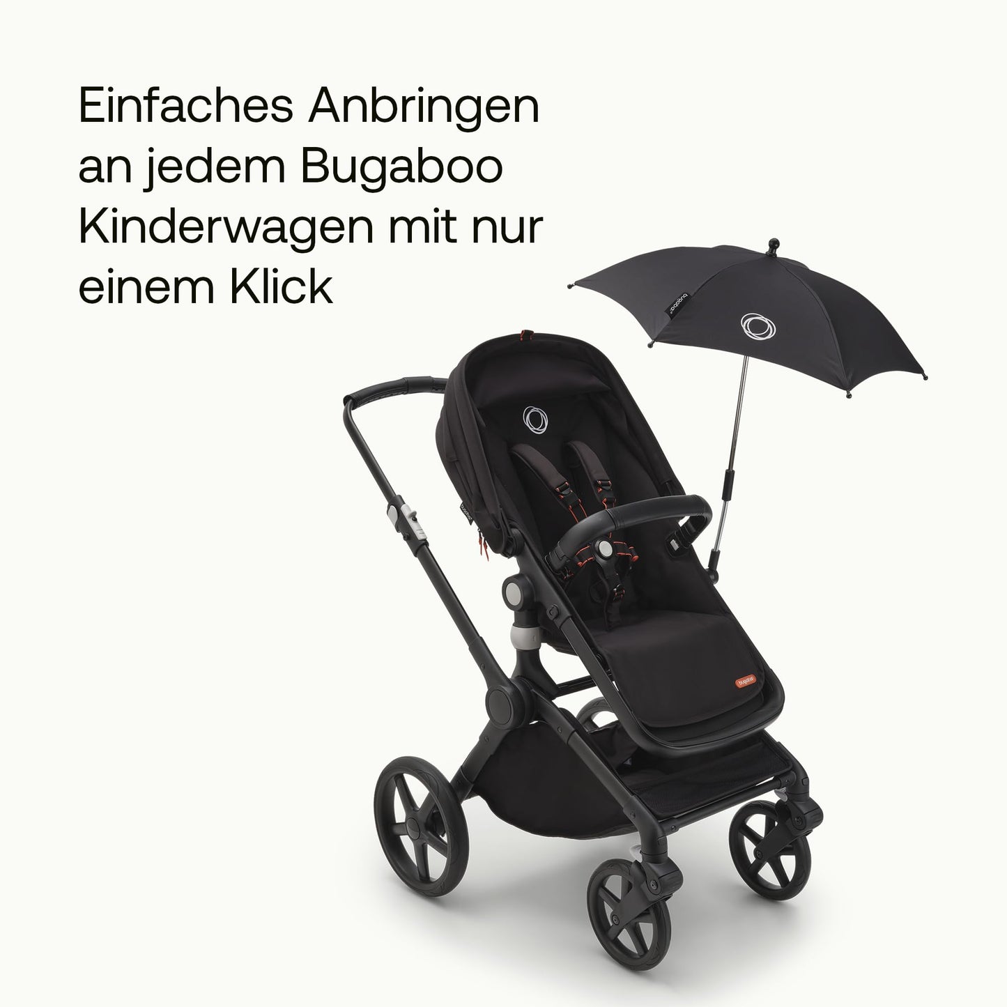 Bugaboo Sonnenschirm+, kompatibel mit allen Bugaboo Kinderwagen, mit UPF 50+ Schutz gegen UV-Strahlen, große Schattenfläche, Verbindung mit einem Klick & leicht verstellbarer Mechanismus, Desert Taupe