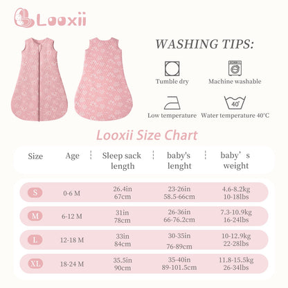 Looxii Baby Winter Sleeping Bag, Cotton, 2.5 Tog, Warm Winter Sleeping Bag, Soft Baby Sleeping Bag, Newborn in 6-12 Months, Perfect for Autumn, Winter