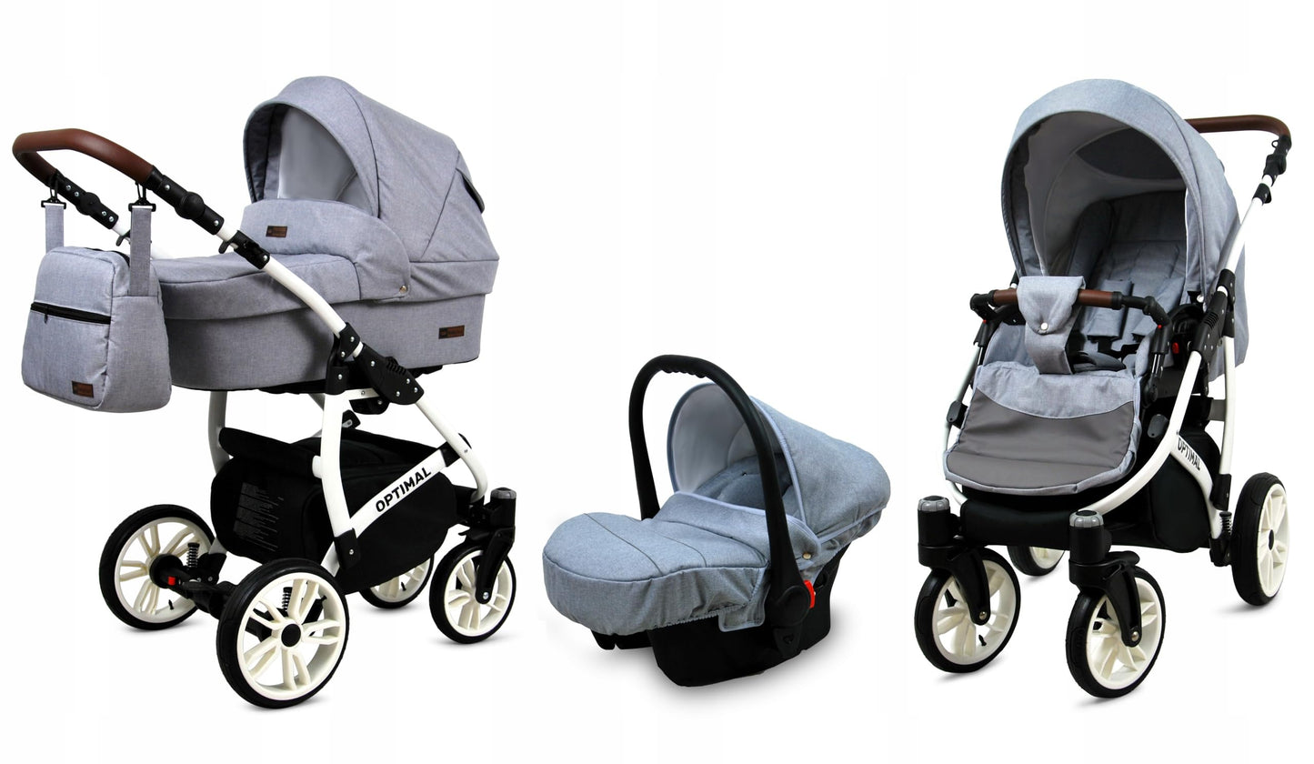 BabyLux® Kinderwagen Set 4 in 1 - Optimal - incl. Babywanne, Buggy Sportsitz, Auto-Babyschale, ISOFIX-Basisstation - Autositz - Kinderwagenset - Kombikinderwagen mit Wickeltasche usw.