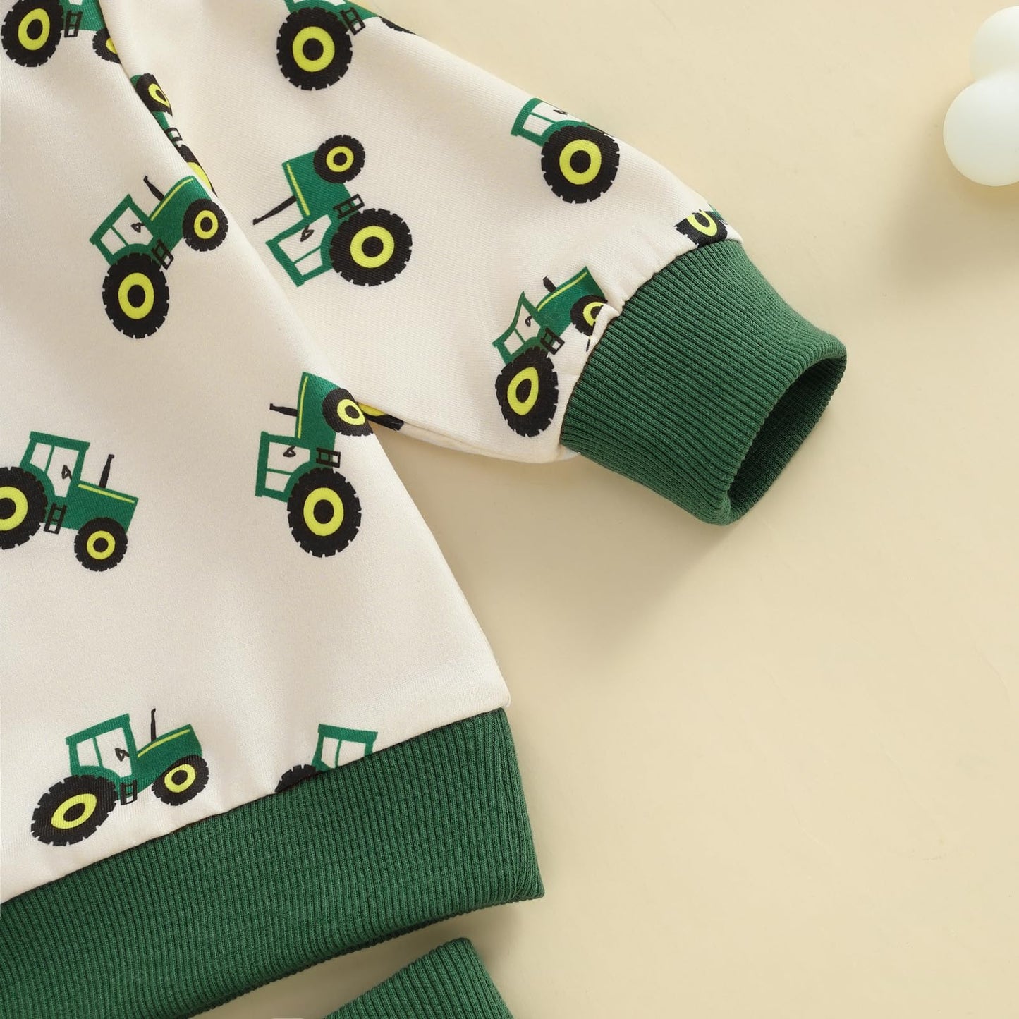 Baby-Frühlings-Outfit für Jungen, Trainingsanzüge mit Traktor-/Auto-Print, Sweatshirts mit langen Ärmeln mit Autodruck + elastische Kordelzughose, 2-teiliges Sportbekleidungsset, weiche Traktor-Outfits