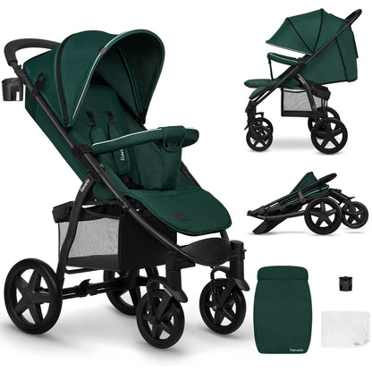 LIONELO Annet Plus Buggy up to 22 kg with Reclining Function, Small Folding Pushchair with Accessories, EVA Foam Wheels, Mosquito Net, Foot Cover Drink Holder, Basket Dreamin