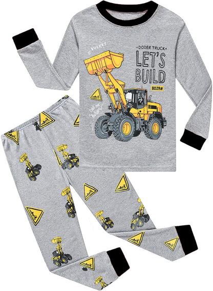 Kinder Jungen Pyjamas Langarm Baumwolle Winter Pyjama Set Feuerwehrauto Dinosaurier Bagger Traktor Zug Zweiteilige Nachtwäsche 1-7 Jahre 92 98 104 110 116 122