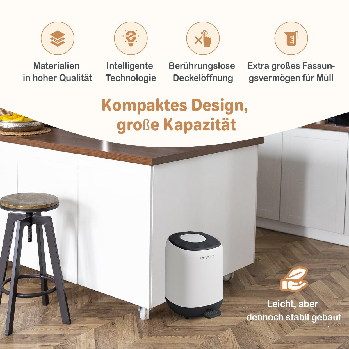Twinky Geruchsdichter Windeleimer für Babys – Windeleimer ohne Kassette – Platzsparender Windelbehälter mit Deckel – Einfach zu benutzen & reinigen – Für normale Müllbeutel (Gris)