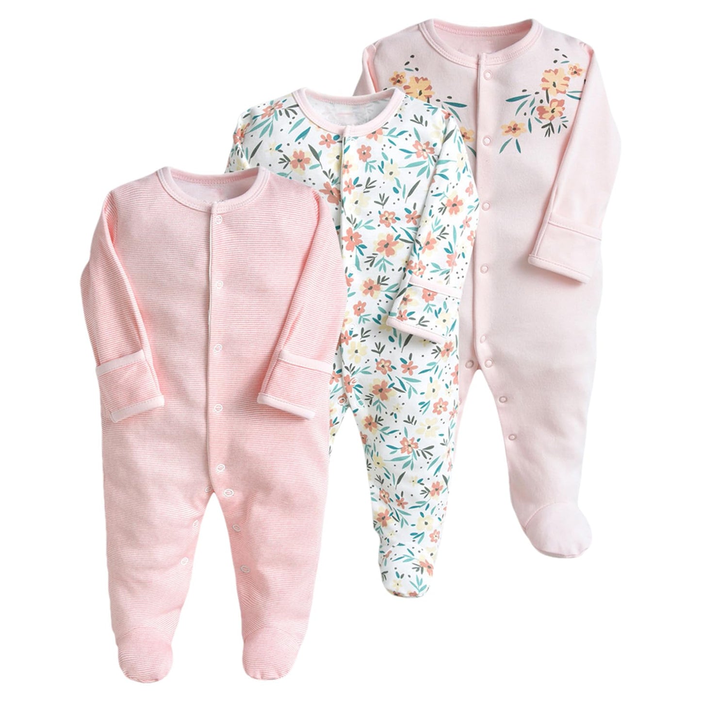 amropi Baby Mädchen Schlafstrampler 3er Pack Jungen Pyjamas Baumwolle Overalls Strampler für 0-12 Monate