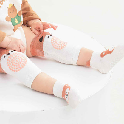 3 Paar Baby Knieschoner und 3 Paar Baby Socken Baby Krabbeln set, Anti Rutsch mit Gummipunkte Krabbelschoner Stulpen Knieschützer für Kleinkinder 0-12 Monate