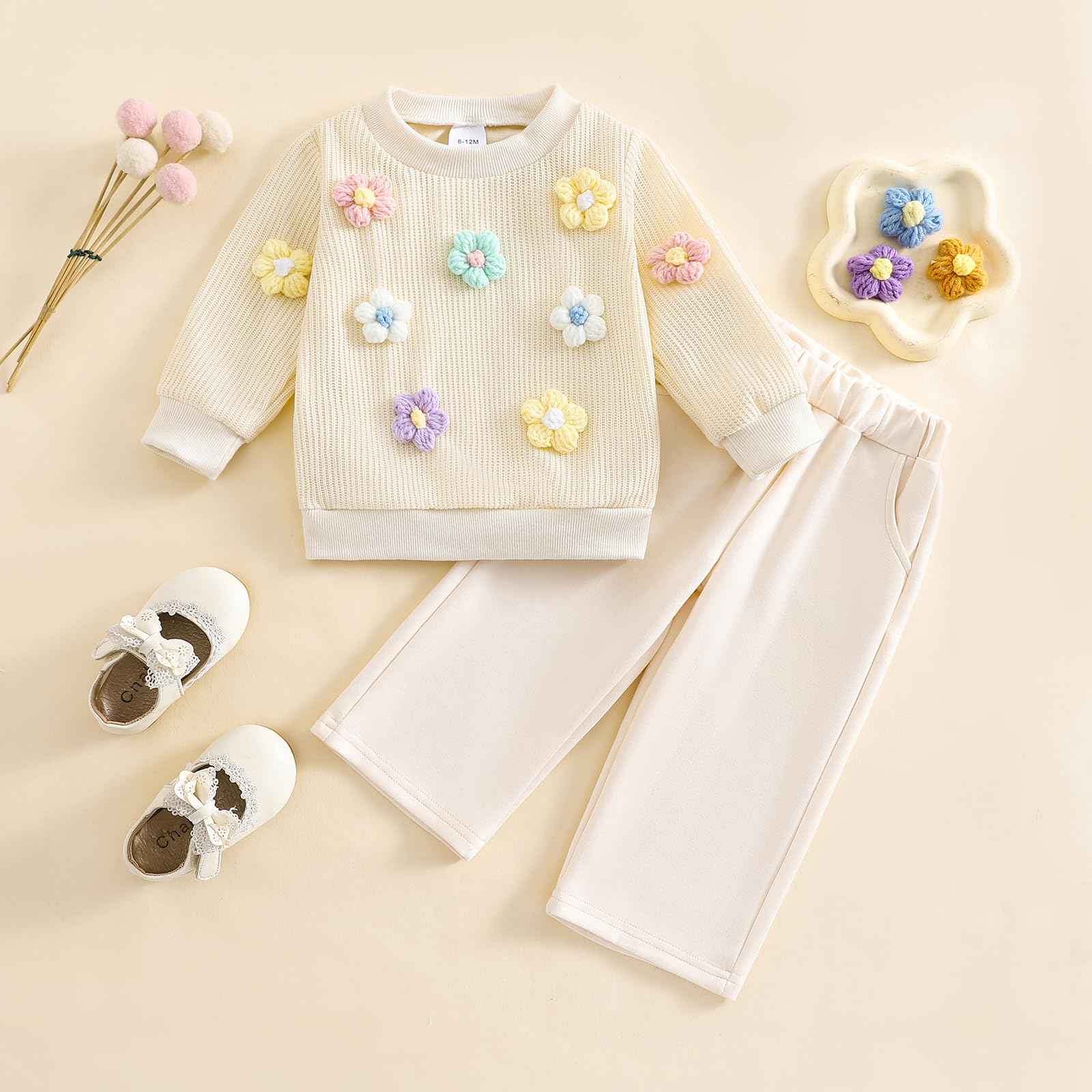 JiAmy Baby Mädchen Kleidung Langarm Top + Hose Zweiteiler Neugeborene Herbst Winter Babykleidung Set Kleinkind Bekleidungssets für 6 Monate-4 Jahre