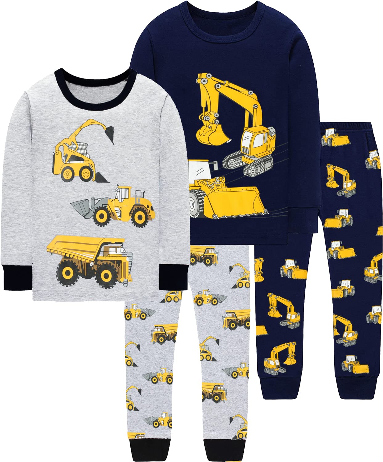 Kinder Jungen Pyjamas Langarm Baumwolle Winter Pyjama Set Feuerwehrauto Dinosaurier Bagger Traktor Zug Zweiteilige Nachtwäsche 1-7 Jahre 92 98 104 110 116 122
