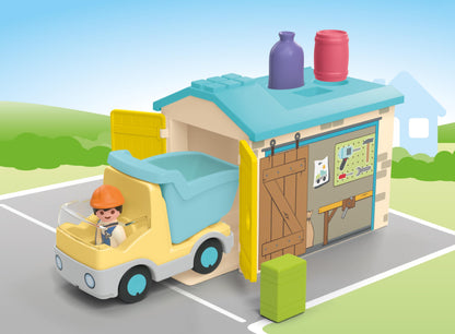 PLAYMOBIL Junior 71685 Dump Truck Sustainable Toy for Children from 1 Year Including Builder and Three Building Blocks