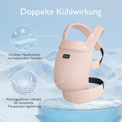 Momcozy Babytrage aus 100% Baumwolle – Baby Carrier für Kleinkind (3-24 Monate, 3,2-20 kg) · Ergonomische M-Position · X-Rücken · Taillengurt 64-127cm, Khaki