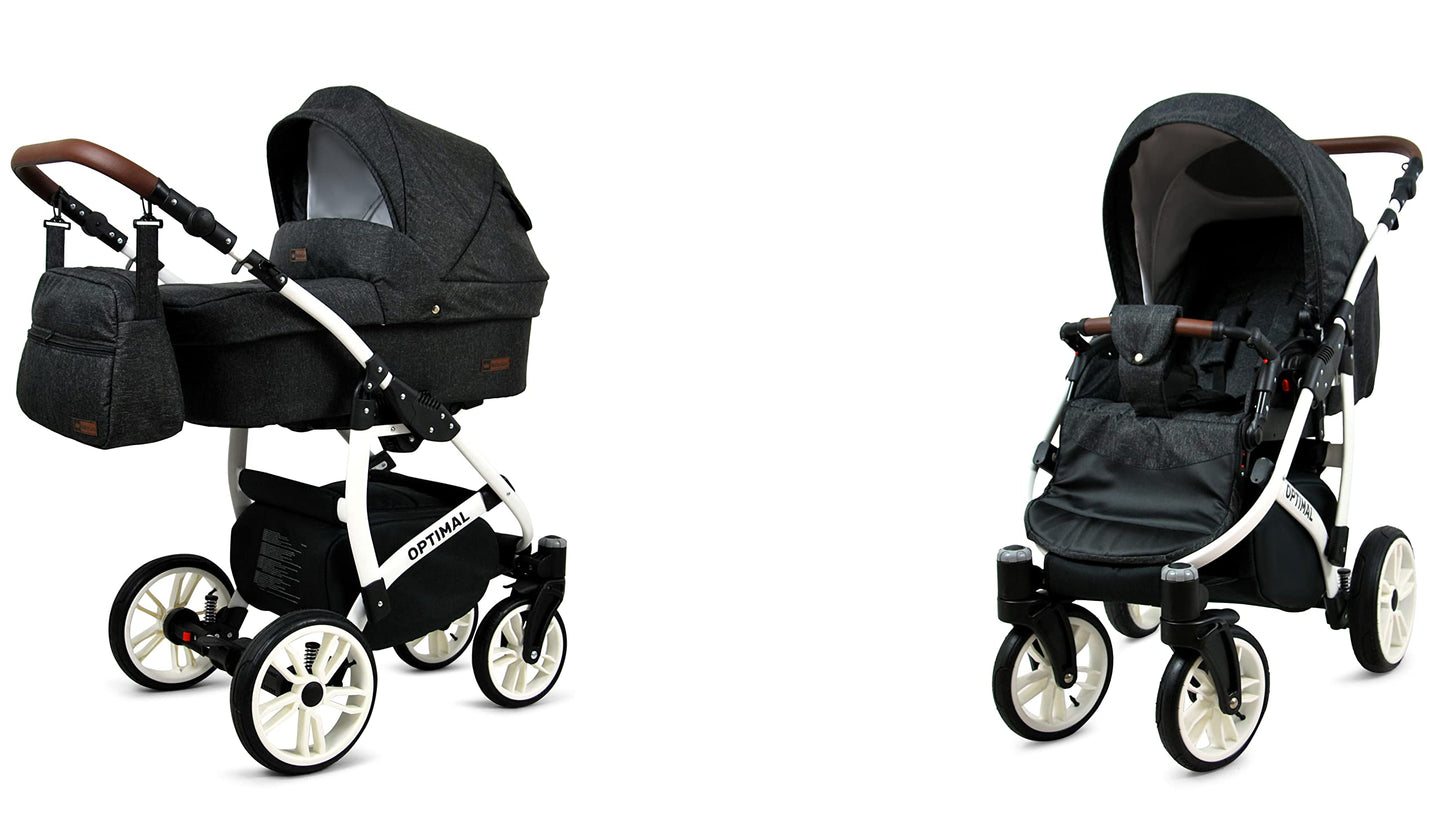 BabyLux® Kinderwagen Set 4 in 1 - Optimal - incl. Babywanne, Buggy Sportsitz, Auto-Babyschale, ISOFIX-Basisstation - Autositz - Kinderwagenset - Kombikinderwagen mit Wickeltasche usw.