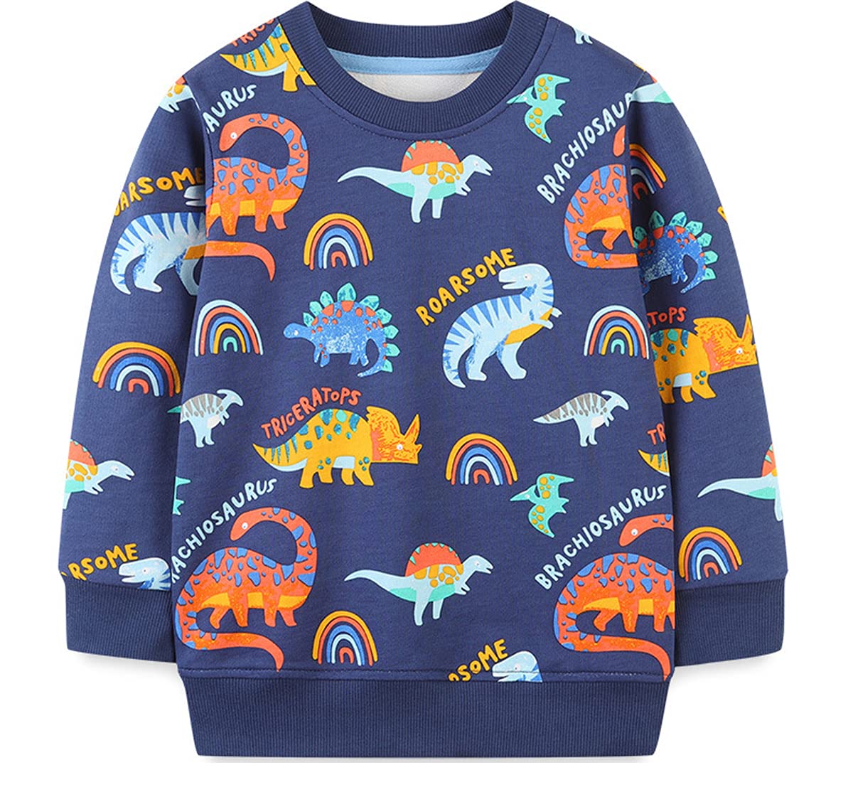 EULLA Children's Boys' Pullover Sweatshirt Long Sleeve Cotton Dinosaur Excavator Tractor Planets Winter Tops 1-7 Years 92 98 104 110 116 122
