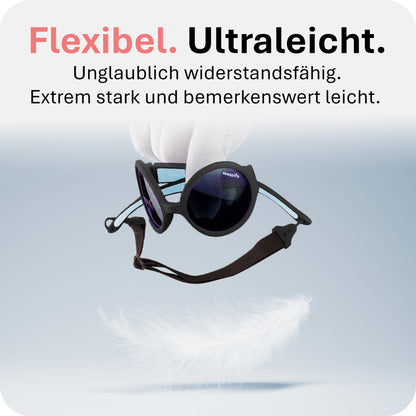 Mausito Sonnenbrille Kinder 6-24 Monate & 2-5 Jahre | VERGLEICHSSIEGER Kindersonnenbrille 100% UV-Schutz | BIEGSAM | Schadstofffreie Kindersonnenbrillen mit Band | Europäisches Design für Kinder