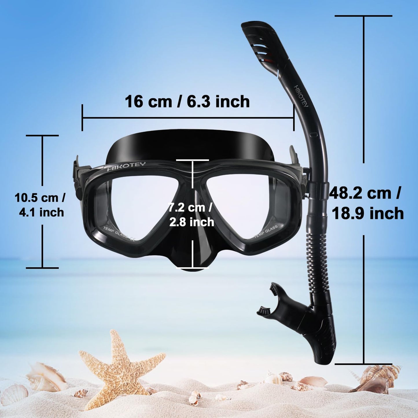 HIKOTEY Schnorchelset Erwachsene,Taucherbrille Schnorcheln Erwachsene Set mit Panorama-Weitblick Tauchmaske, Anti-Leck Schnorchelmaske für Schnorcheln, Schwimmen und Tauchen