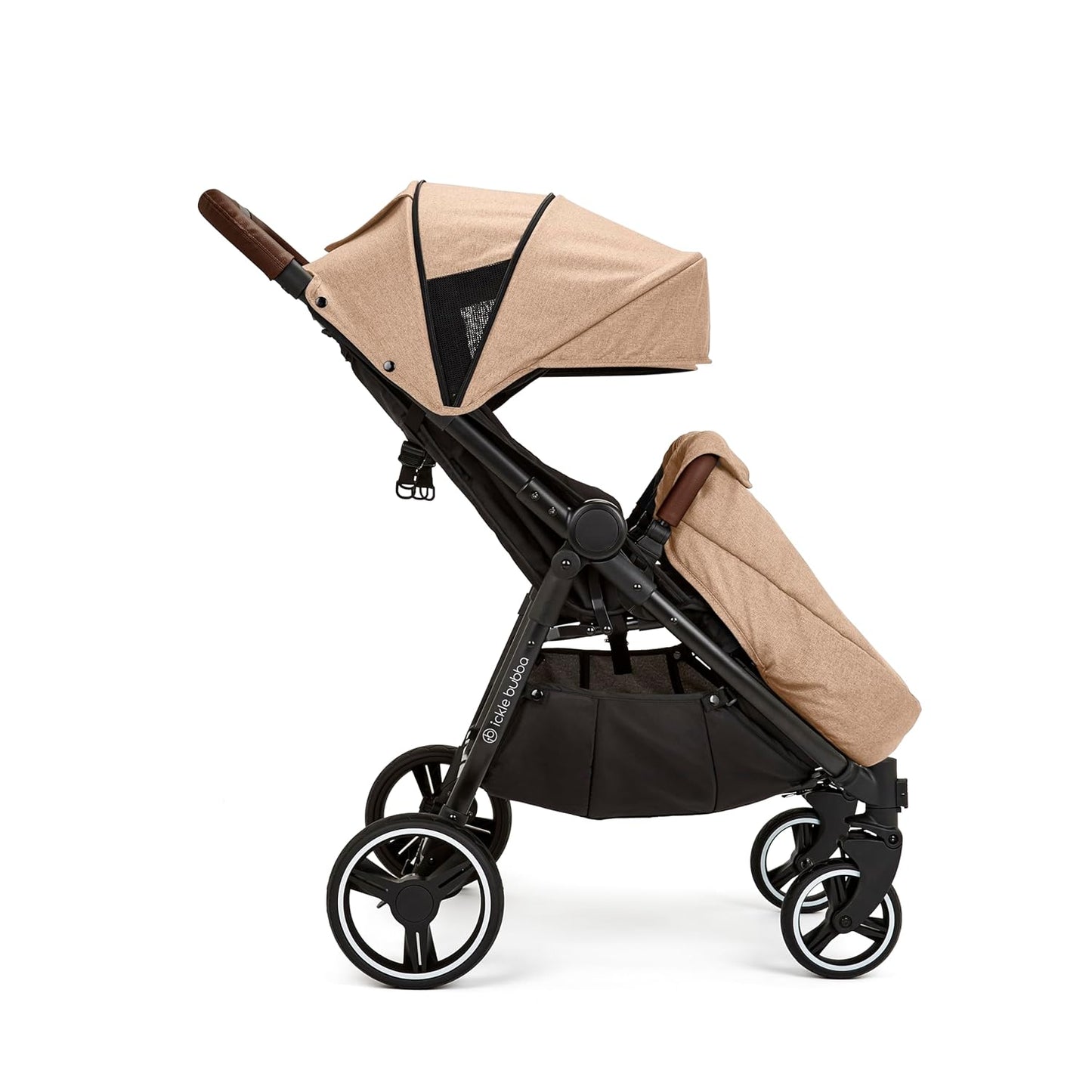 Ickle Bubba Venus Prime Double Pushchair - Suitable from Birth to 15kg (approx. 3 Years), Lightweight Foldable Twin Pushchair with Newborn Cocoon, 2 Foot Warmers and Rain Cover (Biscuits)