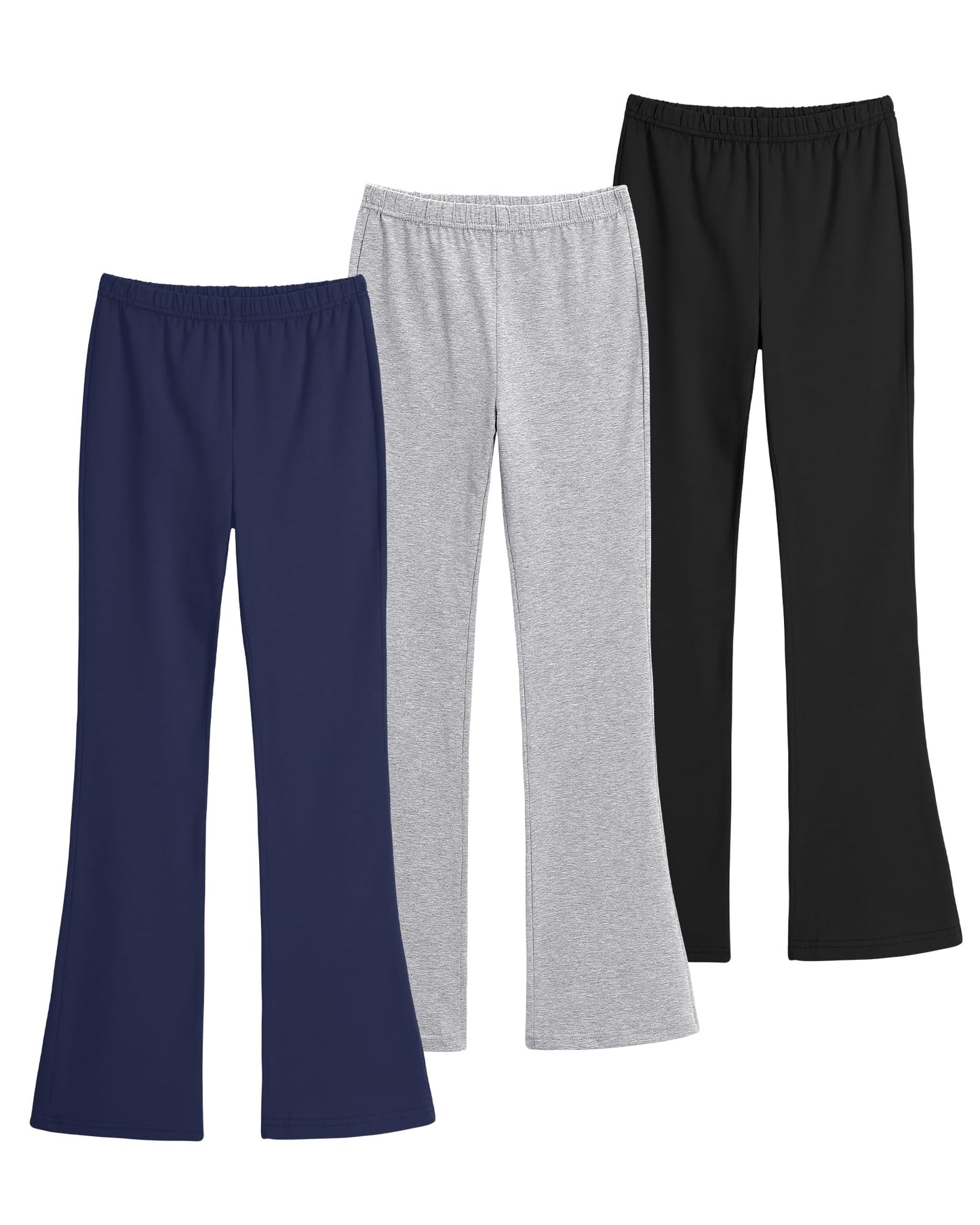 KEREDA Pack of 3 Flared Girls' Leggings Flared Children's Long Dance Trousers Cotton Leggings 116-164