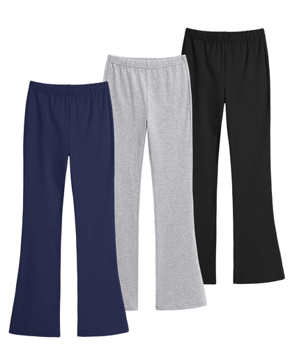 KEREDA Pack of 3 Flared Girls' Leggings Flared Children's Long Dance Trousers Cotton Leggings 116-164