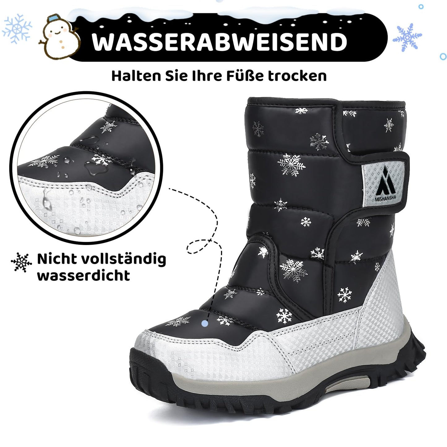 Mishansha Girls' Winter Boots, Children's Winter Shoes, Warm Snow Boots, Lined Winter Boots