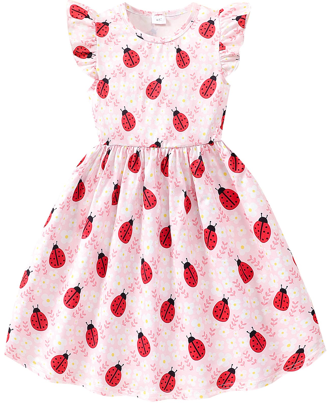 EULLA Kinder Mädchen Kleid Kurzarm Lässig A-Linie Regenbogenstreifen Erdbeere Marienkäfer Schmetterling Kleider Gr.92 98 104 110 116 122