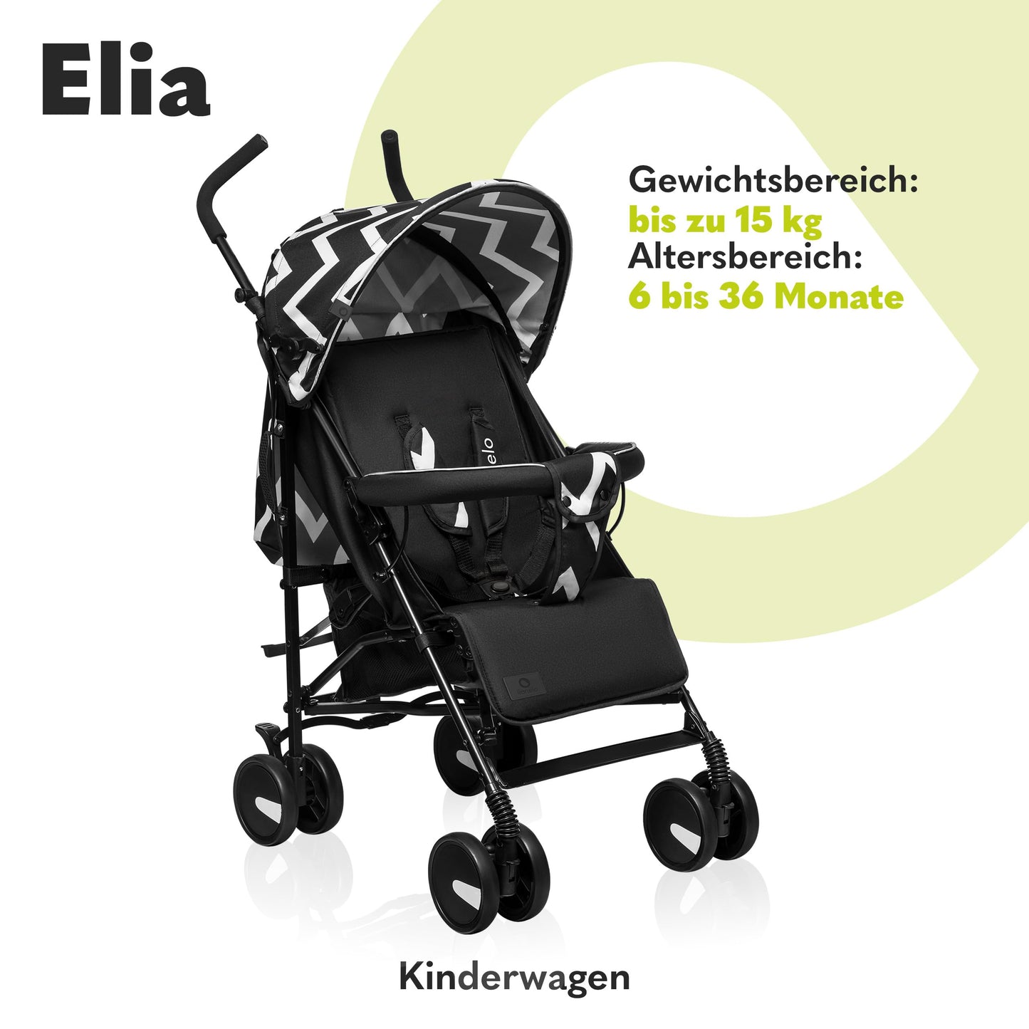 LIONELO Elia Buggy Small Foldable Pushchair up to 15 kg, Back and Footrest Adjustment, Rear Wheel Brake, Mosquito Net, Shopping Basket - Meloni2
