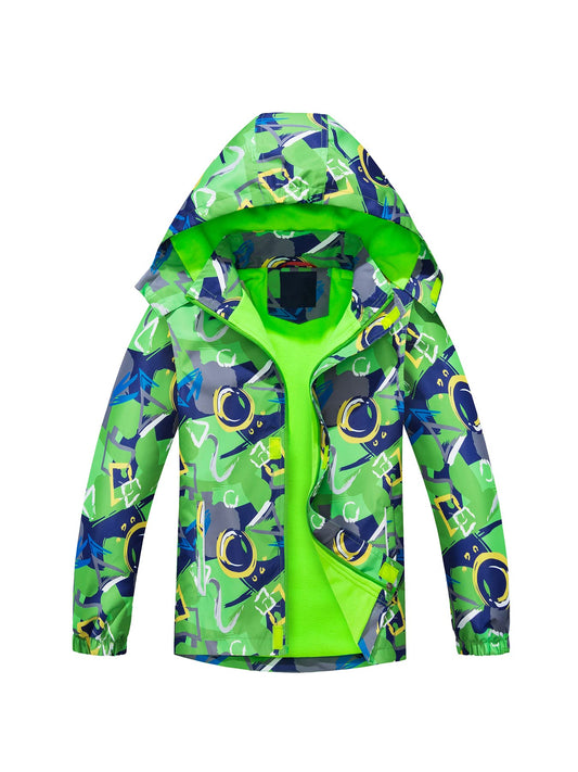 NATUST Boys' Lined Rain Jacket Wind and Waterproof Transition Jacket 