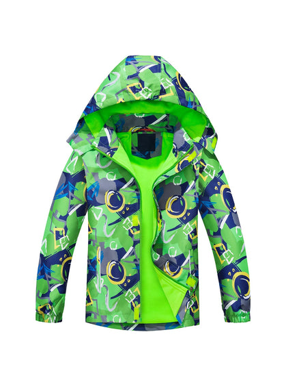 NATUST Boys' Lined Rain Jacket Wind and Waterproof Transition Jacket 