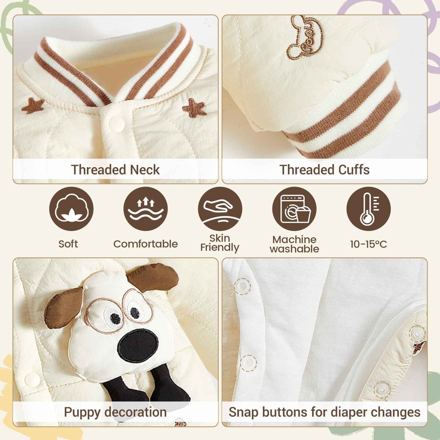 JiAmy Baby Snowsuit, Soft Romper, Newborn Winter Romper, Autumn Winter Warm Jumpsuit, Winter Suit for Toddlers, Girls, Boys, 6-18 Months