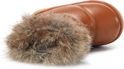 KVbabby Winter Shoes, Girls’ Warm Lined Winter Boots, Children's Ankle Boots, Waterproof Snow Boots, Soft Soles, Slip-On Boots
