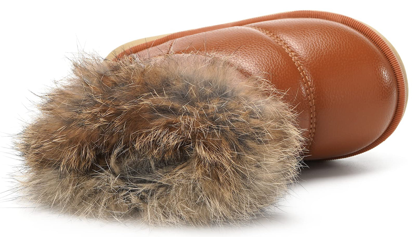 KVbabby Winter Shoes, Girls’ Warm Lined Winter Boots, Children's Ankle Boots, Waterproof Snow Boots, Soft Soles, Slip-On Boots
