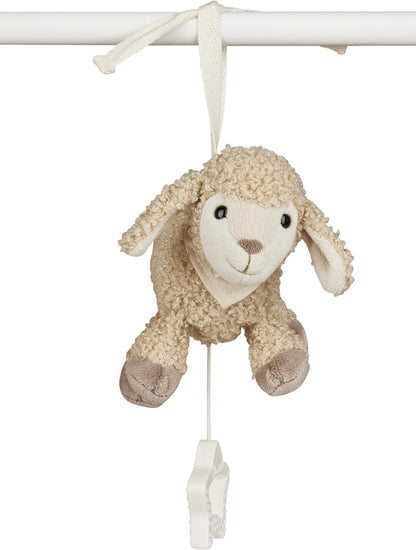 Sterntaler Musical Box S Sheep Flake - Baby Music Box Made of Soft Fabric - Cuddly Toy for Tying Up Thanks to Removable Music Box, Washable Sleep Aid Has A Calming Effect at Home and Travel, Sand
