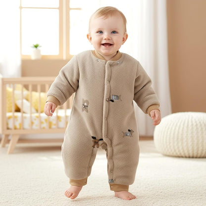 Baby Winter Schneeanzug Neugeborenen Winter Strampler mit Kapuze Fleece Winteranzug Kinder Mädchen Jungen Langarm Overall für 0-12 Monate