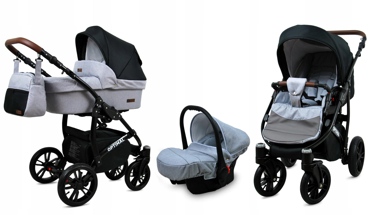 BabyLux® Kinderwagen Set 4 in 1 - Optimal - incl. Babywanne, Buggy Sportsitz, Auto-Babyschale, ISOFIX-Basisstation - Autositz - Kinderwagenset - Kombikinderwagen mit Wickeltasche usw.