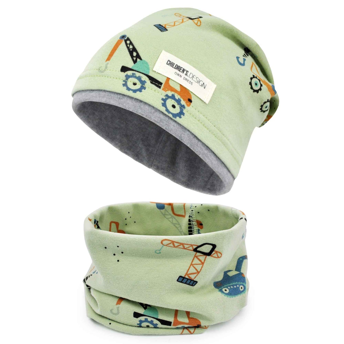 Kinder Beanie Mütze & Loop Schal Set, 95% Baumwolle Mütze Schal Set Mädchen Jungen 2-8 Jahren, Schlauchschal Warme Wintermütze Strickmützen für Herbst Winter Frühling