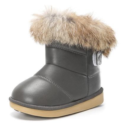 KVbabby Winter Shoes, Girls’ Warm Lined Winter Boots, Children's Ankle Boots, Waterproof Snow Boots, Soft Soles, Slip-On Boots