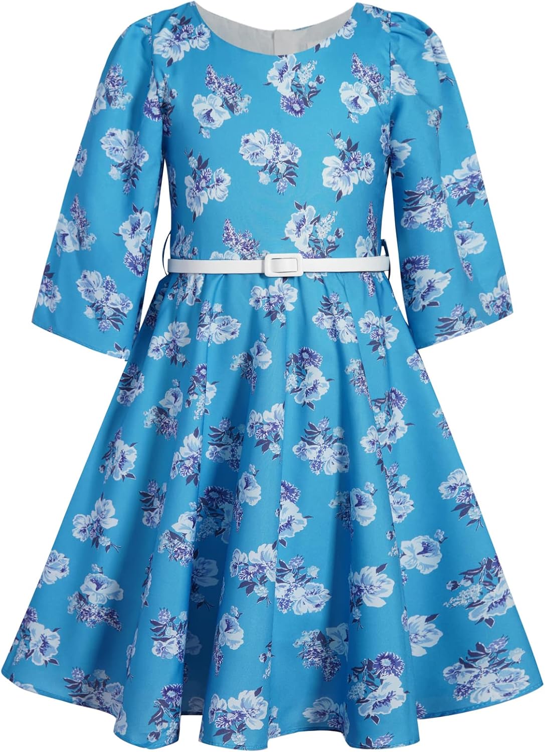 BONNY BILLY Mädchen Kleider Vintage Blumen Festlich Hochzeit Elegant Kinder Kleid mit Gürtel