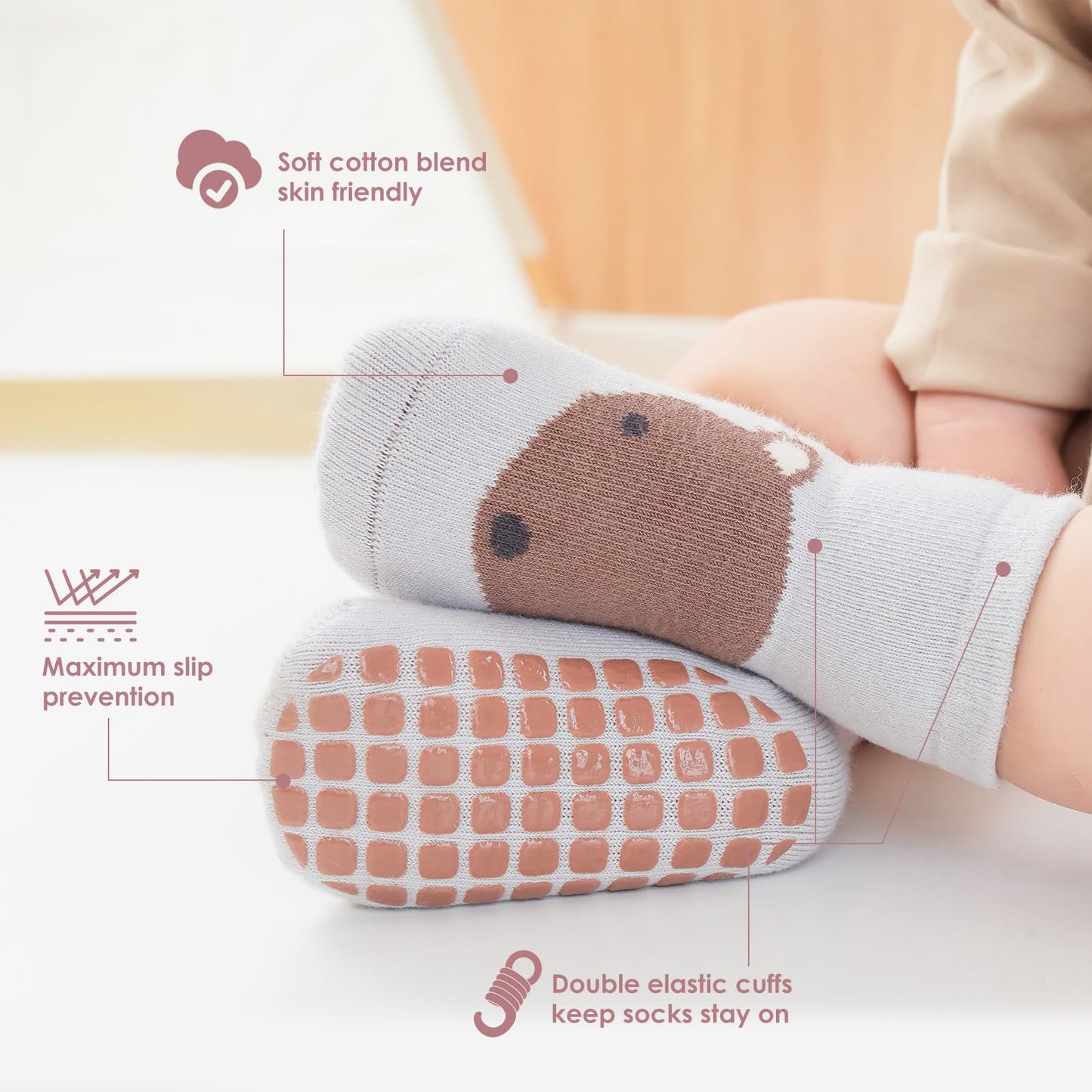 Simpeak Baby Socks, ABS Socks, Non-Slip Baby Socks, Non-Slip Baby Socks, Boys and Girls, Stopper Socks, Baby 0-36 Months