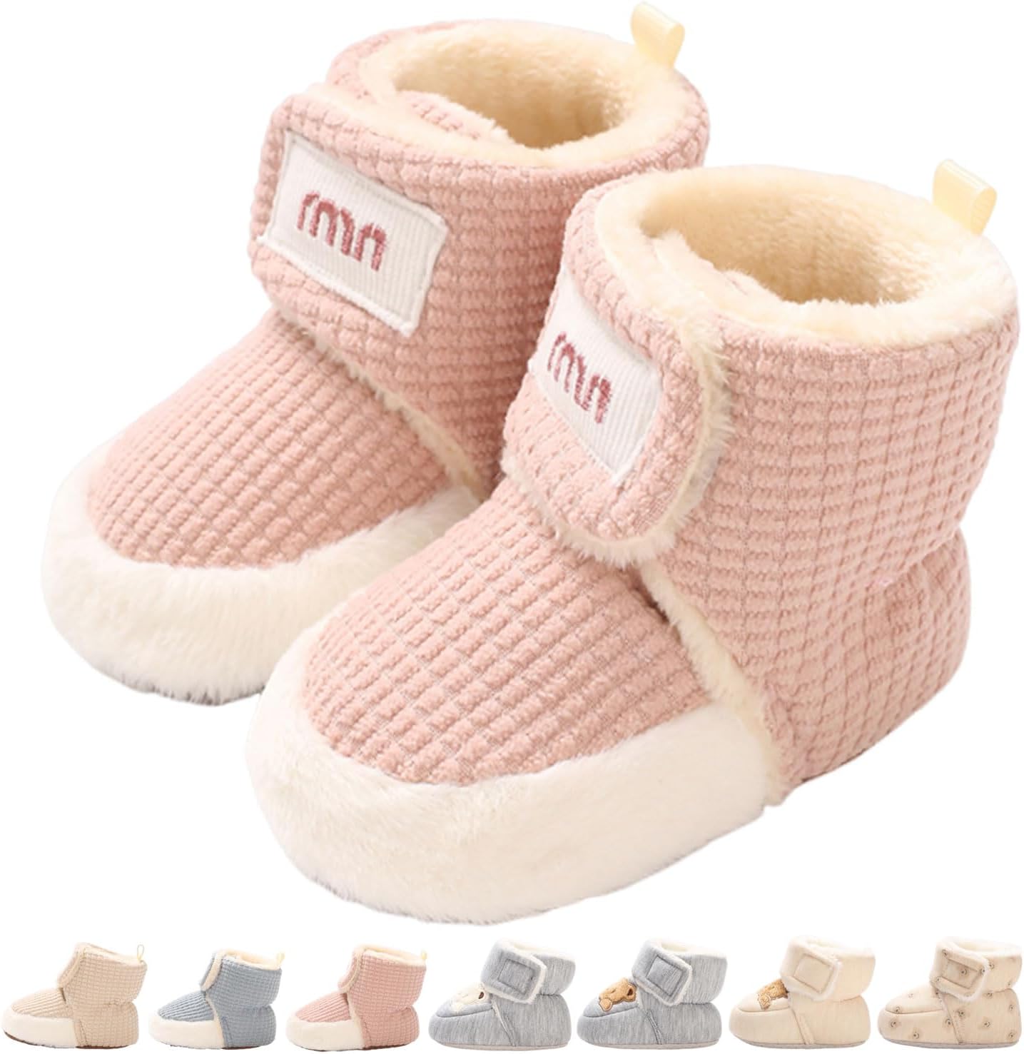 Baby Winter Shoes Warm Baby Shoes Winter Non-Slip Adjustable Newborn Snow Shoes First Walking Shoes Lined Thermal Fleece Crawling Shoes Slippers Winter Boots 0-18 Months 