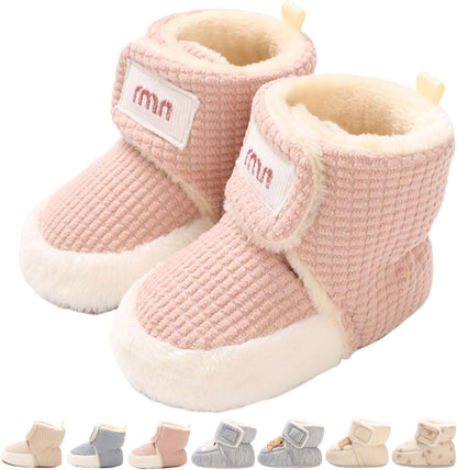 Baby Winter Shoes Warm Baby Shoes Winter Non-Slip Adjustable Newborn Snow Shoes First Walking Shoes Lined Thermal Fleece Crawling Shoes Slippers Winter Boots 0-18 Months 
